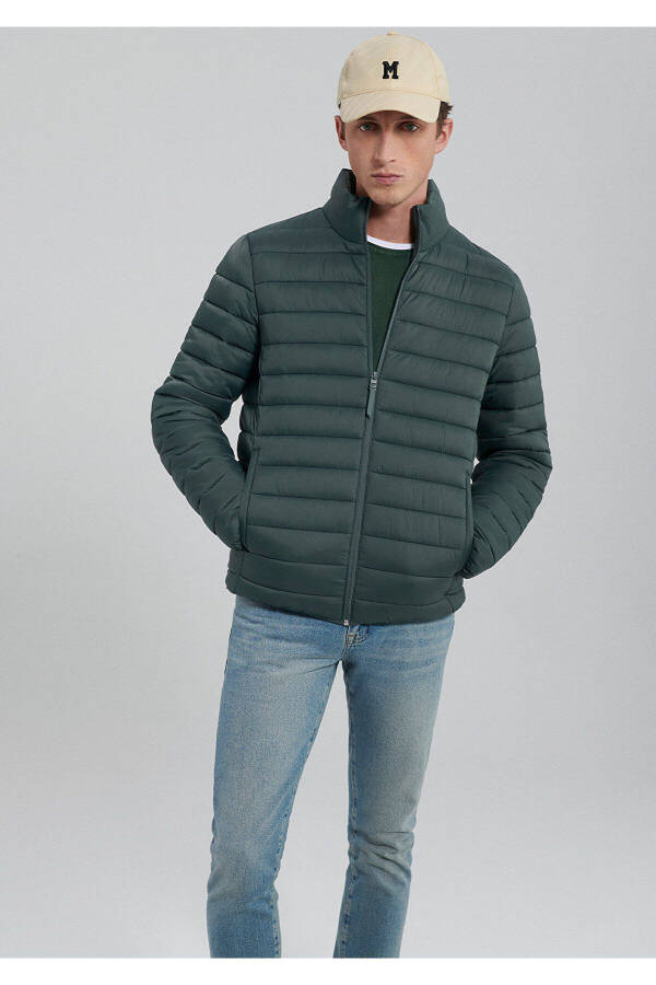 Green puffer jacket with a stand-up collar (0110016-71598) - 2