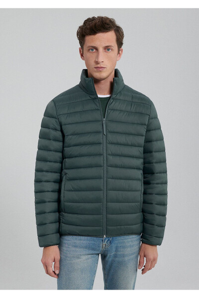 Green puffer jacket with a stand-up collar (0110016-71598) - 3