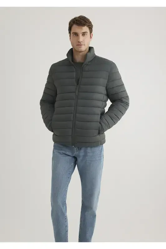 Green puffer jacket with a stand-up collar (0110016-71598) - MAVI