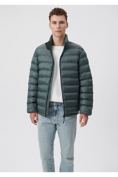 Green puffer jacket with a stand-up collar (0110190-71598) - 1