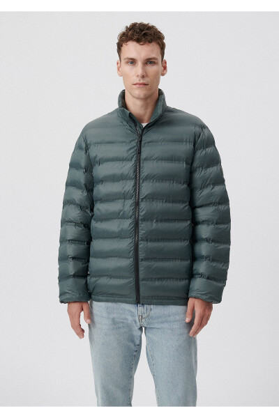 Green puffer jacket with a stand-up collar (0110190-71598) - 2