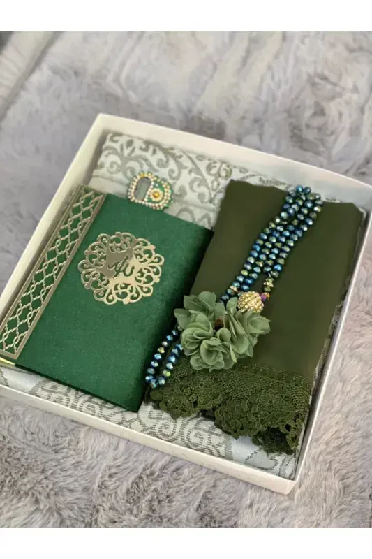 Green Religious Gift, prayer rug Set Bride Bundle Gift-green - GENEL MARKALAR