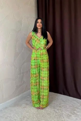 Green Sequin Vest and Pants Set - BÜYÜKBEDENIZ (1)