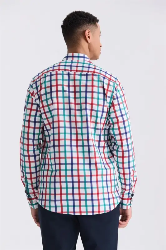 Green Slim Fit Button-Down Shirt - 4