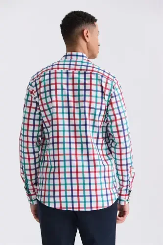 Green Slim Fit Collared Button-Down Shirt - 4