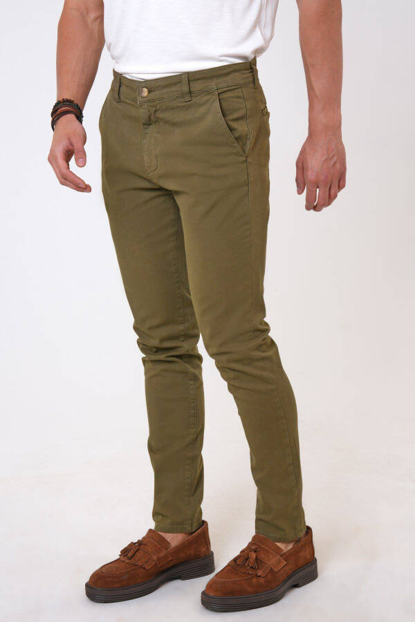 Green Slim Fit Cotton Reinforced Chino Pants - 2