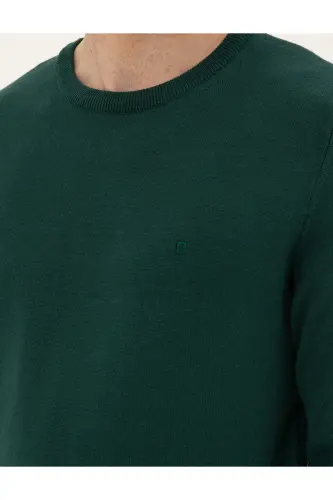 Green Slim Fit Crew Neck Basic Knit Sweater 50296575-VR054 - Green - 7
