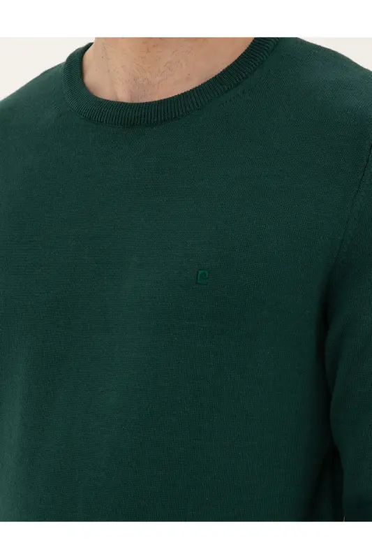 Green Slim Fit Crew Neck Basic Knit Sweater 50296575-VR054 - Green - 7