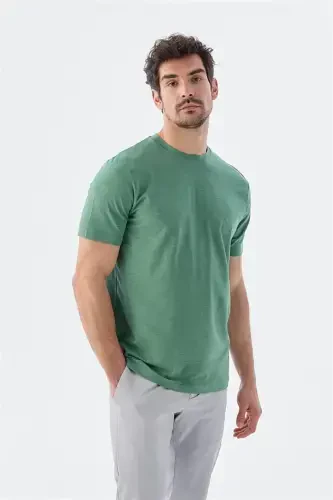Green Slim Fit Knitted Polo T-Shirt - 1