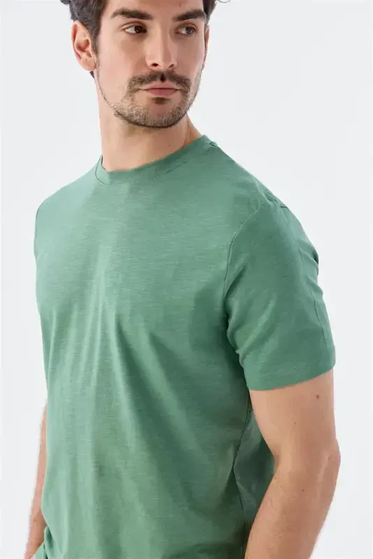 Green Slim Fit Knitted Polo T-Shirt - 3
