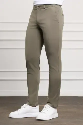 Green Slim Fit Narrow Cut Chino Side Pocket Men's Trousers - 2