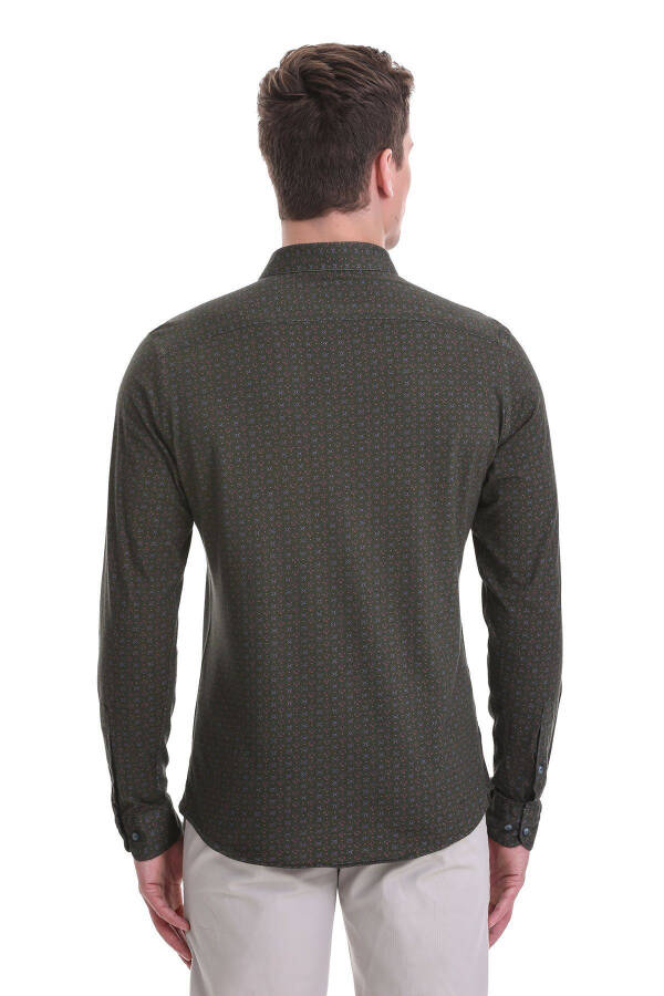 Green Slim Fit Printed 100% Cotton Slim Collar Long Sleeve - 6