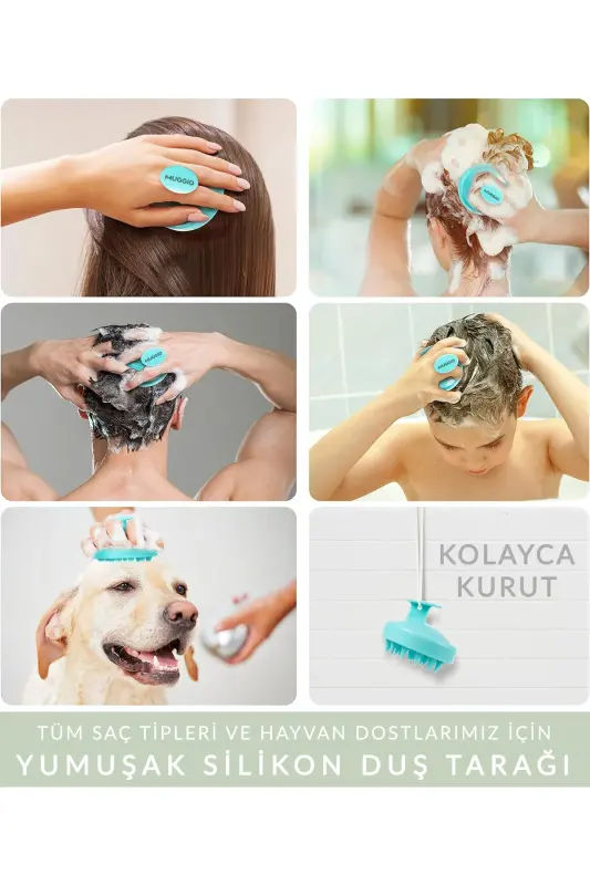 Green Soft Silicone Hair Care Massage Comb Shower Hair Scalp Massage Brush-green - 3