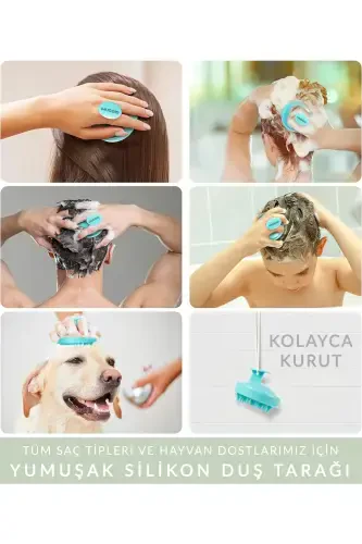 Green Soft Silicone Hair Care Massage Comb Shower Hair Scalp Massager Brush-green - 3