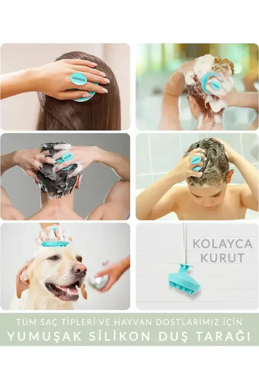 Green Soft Silicone Hair Care Massage Comb Shower Hair Scalp Massager Brush-green - 3