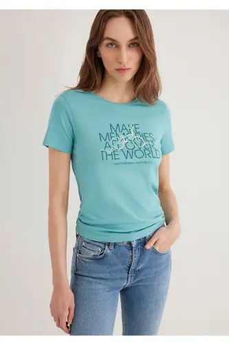 Green T-Shirt with Bicycle Print Slim Fit 1613190-71823 - Green-71823 - MAVI (1)