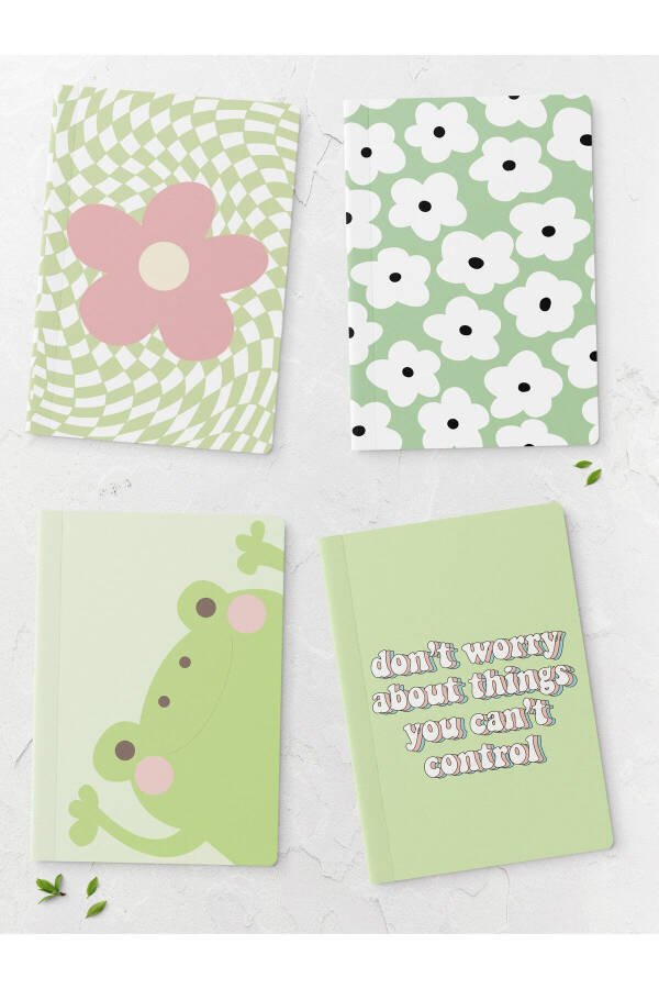 Green Unlined Notebook Set - 4 Pack - 14cm*20cm - 64 Pages - 1