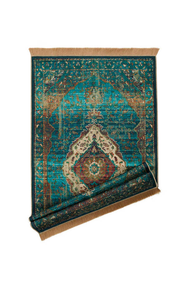 Green velvet prayer rug - 4