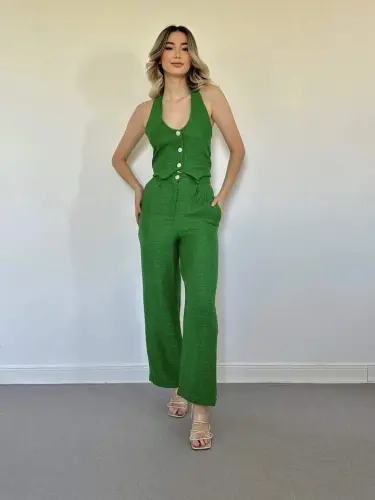 Green Vest And Trouser Set - 1