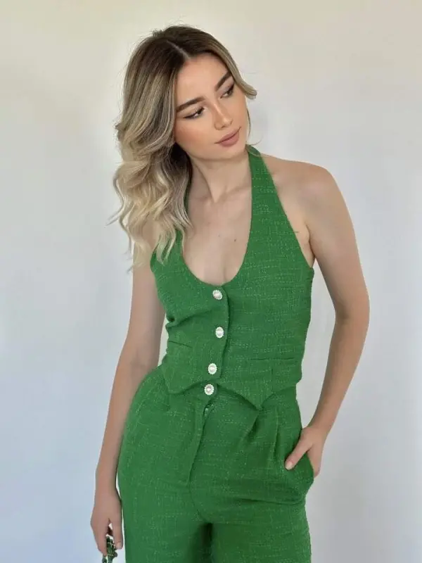 Green Vest And Trouser Set - 3