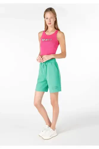 Green Women's Elastic Shorts - 4