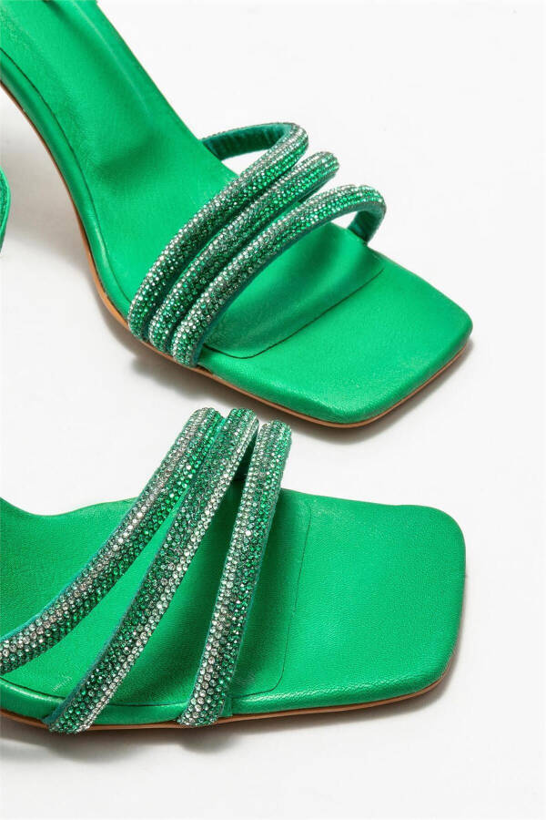 Green Women's Heeled Sandals - 3