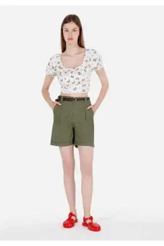 Green women's shorts - 1