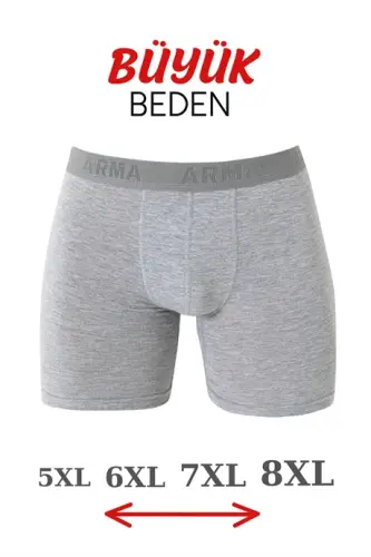 Grey 10 Pack Plus Size Men Boxer Cotton Lycra - BÜYÜKBEDENIZ (1)