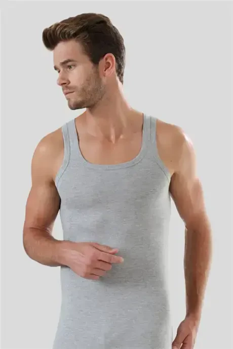 Grey 3 Pack Mens Plus Size Vest 100% Cotton - 4