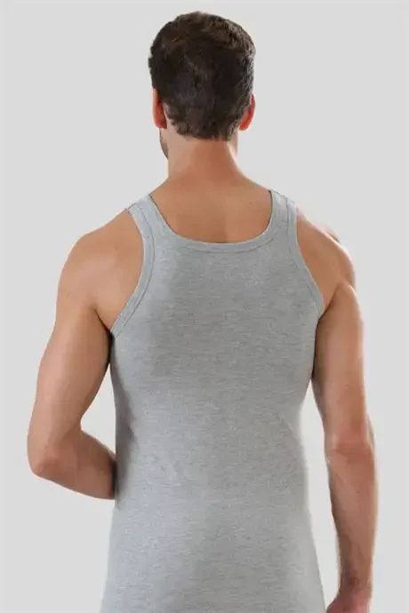 Grey 3 Pack Mens Plus Size Vest 100% Cotton - 5