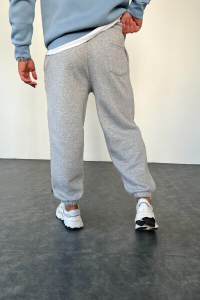 Grey 3 Thread Fleece Sweatpants with Cotton Lining - 2