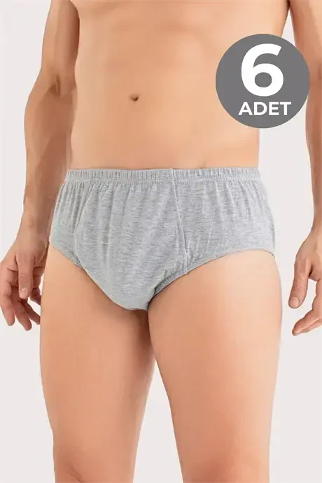 Grey 6-Pack Men's Underwear 100% Cotton Combed - BÜYÜKBEDENIZ