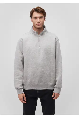 Grey Basic Sweatshirt (Half Zip) 0s10278-80196 - 3