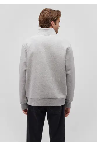 Grey Basic Sweatshirt (Half Zip) 0s10278-80196 - 4