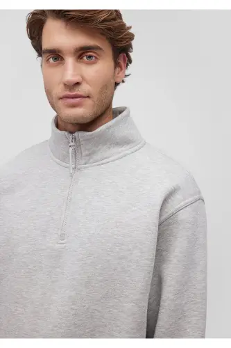 Grey Basic Sweatshirt (Half Zip) 0s10278-80196 - 5