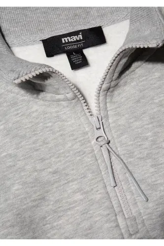 Grey Basic Sweatshirt (Half Zip) 0s10278-80196 - 6