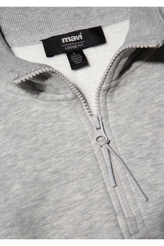 Grey Basic Sweatshirt (Half Zip) 0s10278-80196 - 6