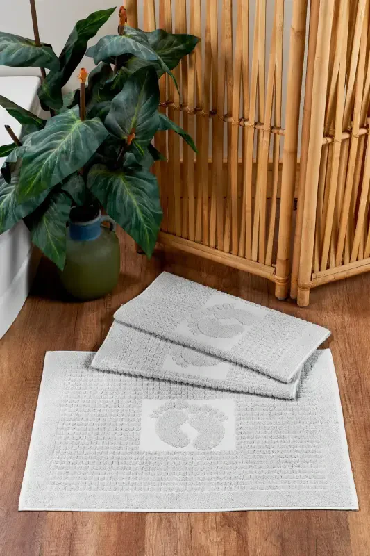 Grey Bath Mat and Rug Set of 3, 780 g - Grey - 1