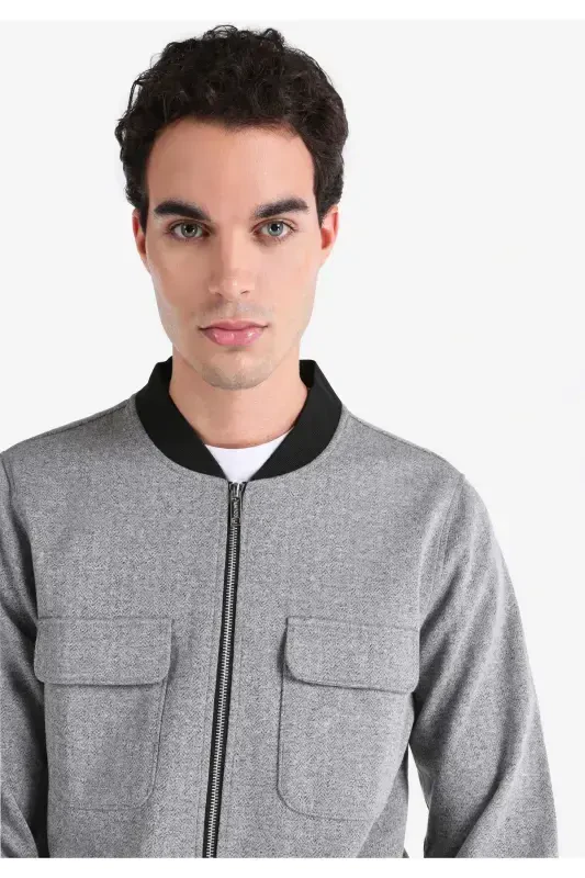 Grey bomber jacket for men - 1