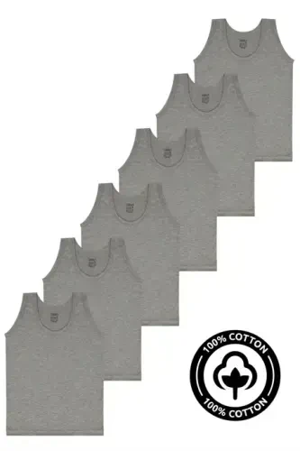 Grey Boys Athletic Undershirt 6 Pack 100% Cotton Jersey - 3