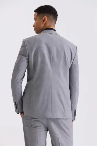 Grey Classic Fit Pointed Collar Wool Suit - 4