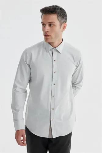 Grey Comfort Fit Concealed Button-Down Shirt - 2