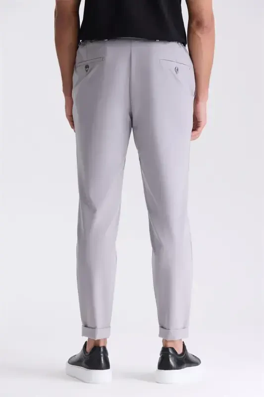 Grey Comfort Fit Elastic Waist Jogger Pants - 4