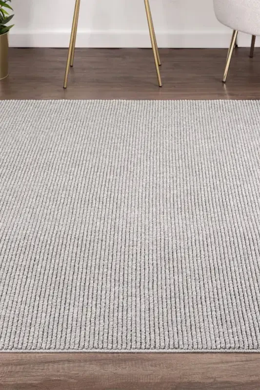 Grey Fringed Modern Woven Rug Living Room Bedroom Hallway Carpet Runner Grey-Grey - 6