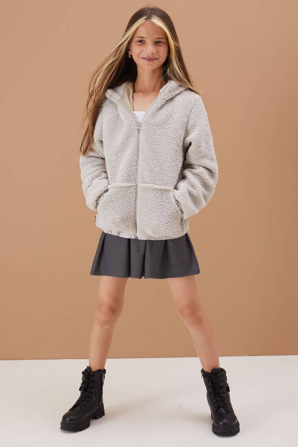 Grey Girls' Hooded Plush Fleece Jacket 5-15 Years 19100 - 20