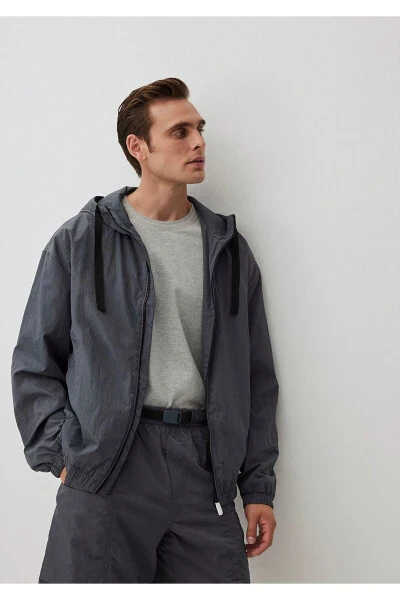 Grey Hooded Loose Fit Jacket - MAVI