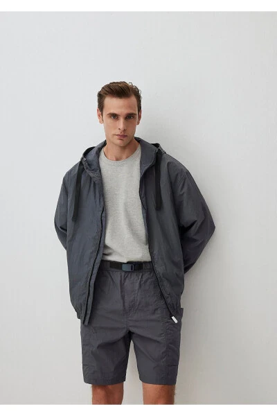 Grey Hooded Loose Fit Jacket - MAVI (1)