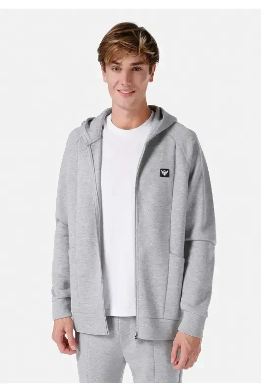 Grey hooded men's jacket with pockets. Cl1067002 - 3