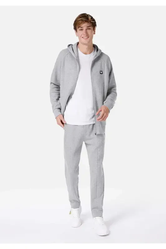 Grey hooded men's jacket with pockets. Cl1067002 - 5