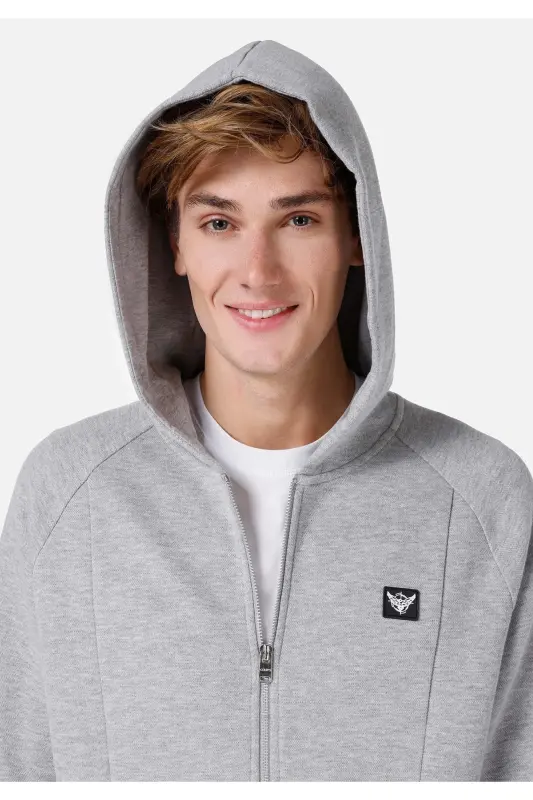 Grey hooded men's jacket with pockets. Cl1067002 - 5